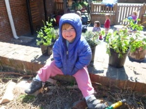 wants nothing time RIE Our Neighborhood Beyond Daycare toddler is happy to be outside at school